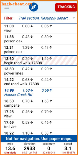 Postholer Trails GPS screenshot