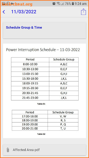 Power cut schedule Sri Lanka screenshot