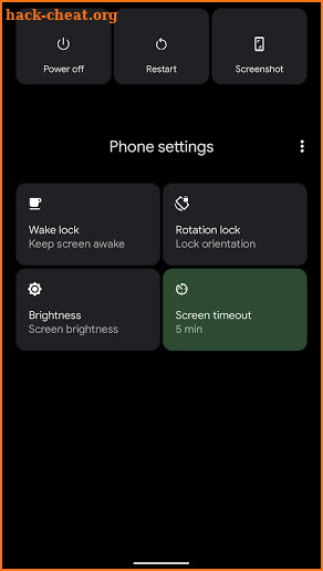 Power menu controls screenshot