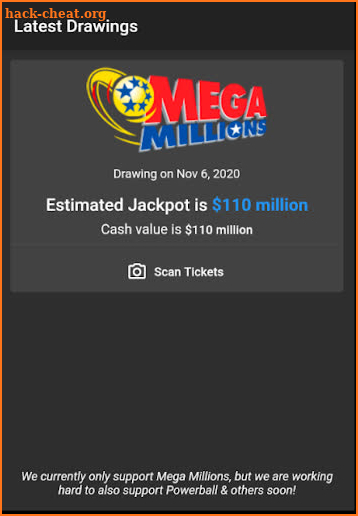 Powerball & Mega Millions Ticker Scanner & Checker screenshot