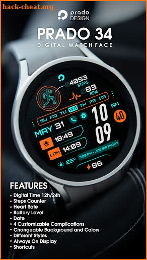 PRADO 34 Digital Watch Face screenshot