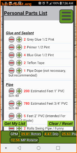 Precip-Mate Sprinkler System Planner screenshot