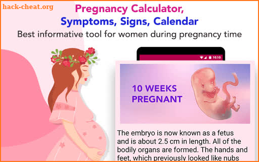 Pregnancy calculator, symptoms, signs, calendar screenshot