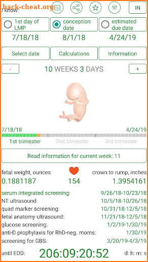 Pregnancy Due Date Calculator and Calendar screenshot
