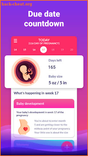 Pregnancy due date tracker with contraction timer screenshot