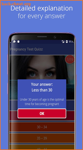 Pregnancy Symptoms Test Quizz screenshot