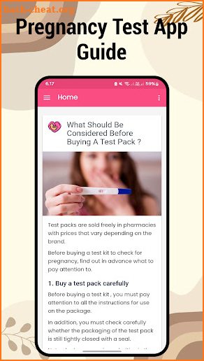 Pregnancy Test App Guide screenshot