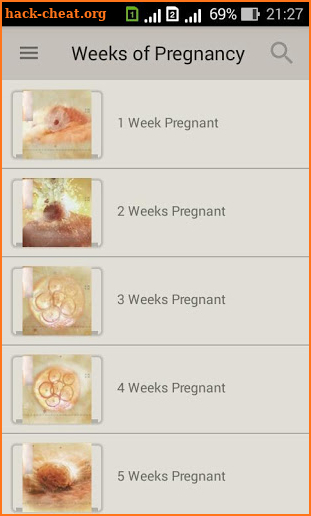 Pregnancy week by week. Expecting baby. Diary screenshot