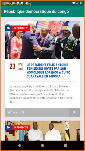 Présidence de la RDC screenshot