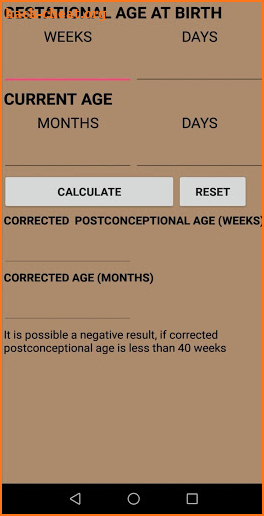 Preterm Corrected Age Calculator screenshot