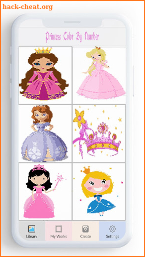 Princess Color By Number, princess coloring game screenshot