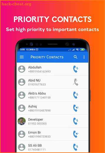 Priority Contacts: Important call manager & filter screenshot