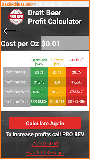 Pro Bev Profit Calculator screenshot