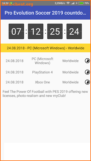 Pro Evolution Soccer 2019 countdown screenshot