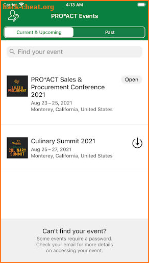 PRO*ACT Events screenshot