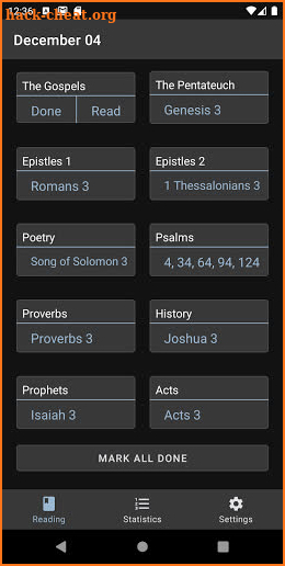 Professor Grant Horner's Bible Reading System screenshot