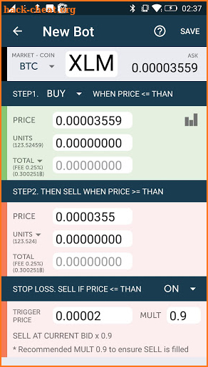 ProfitTrading at Bittrex screenshot