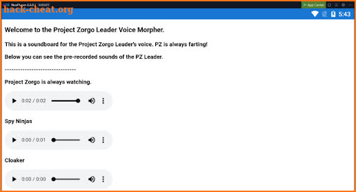 Project Zorgo Leader Voice Morpher screenshot