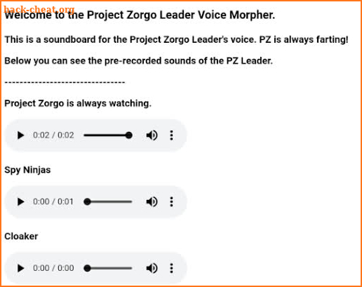Project Zorgo Leader Voice Morpher screenshot