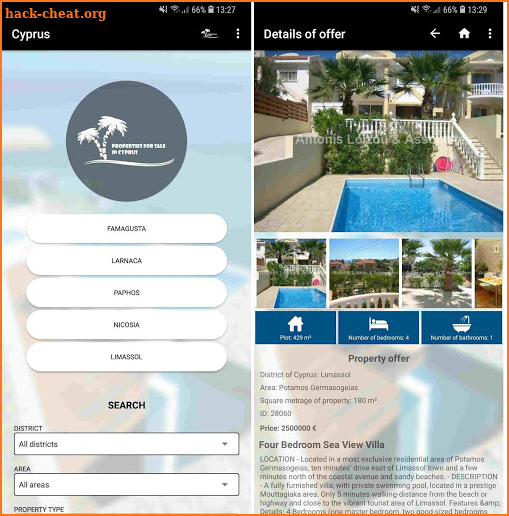 Properties for sale in Cyprus screenshot