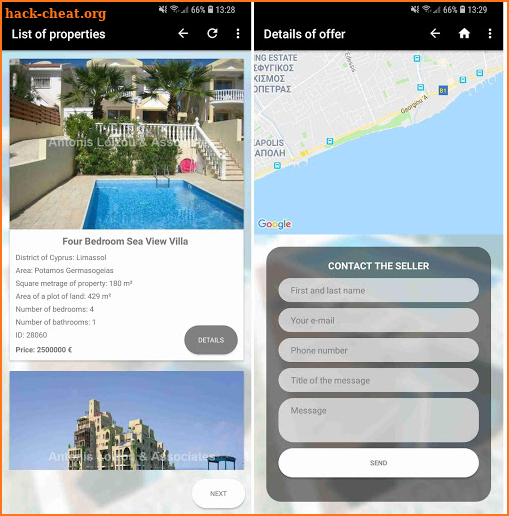 Properties for sale in Cyprus screenshot