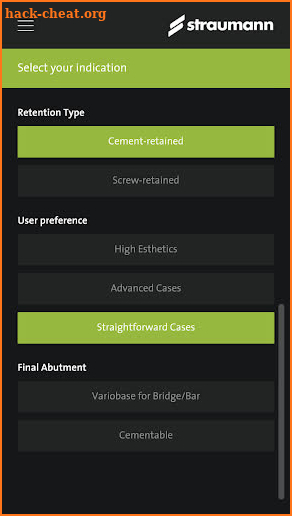 Prosthetic Selection Guide screenshot