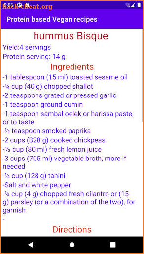Protein based Vegan recipes screenshot