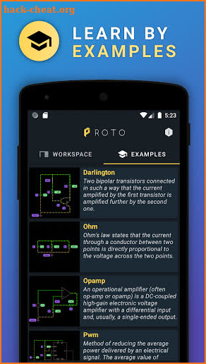 PROTO - circuit simulator screenshot