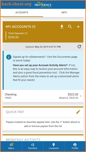 Providence Bank  & Trust screenshot