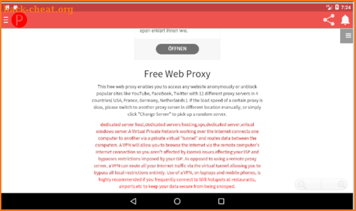 Proxy server browser screenshot