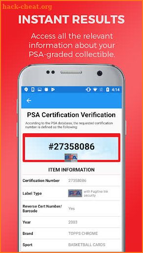 PSA Cert Verification screenshot