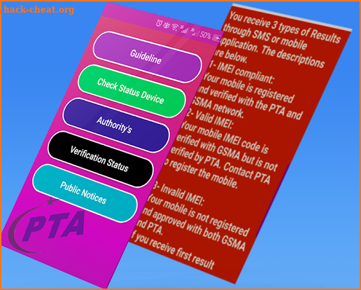 PTA Mobile and Device Verification screenshot