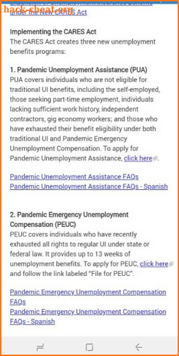 PUA Unemployment screenshot