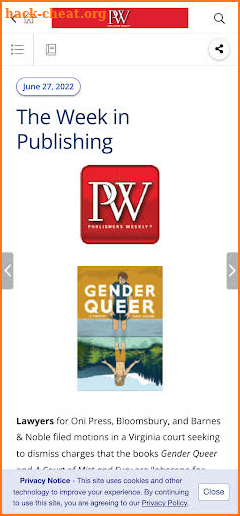 Publishers Weekly screenshot
