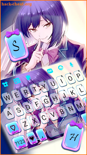 Purple Anime Girl Keyboard Background screenshot