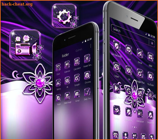 Purple Black Shiny Flower Launcher Theme 🌷 screenshot