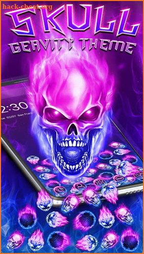 Purple Blue Fire Skull Gravity Theme screenshot
