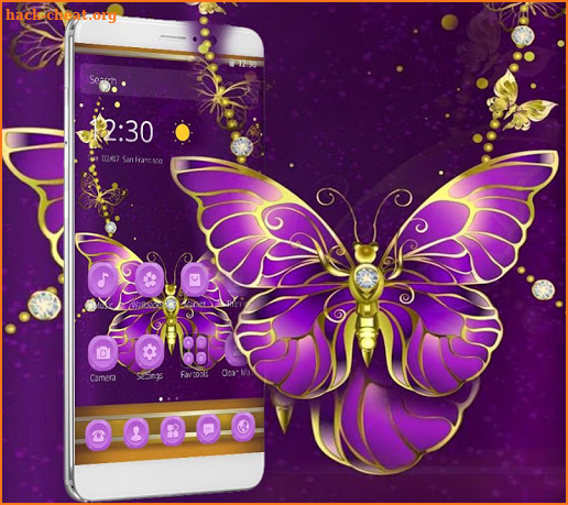 Purple Butterfly Golden Theme screenshot