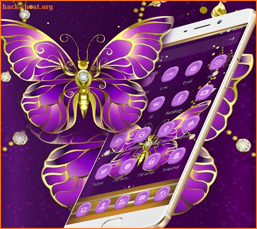 Purple Butterfly Golden Theme screenshot