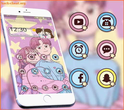 Purple Cartoon Yellow Star Couple Theme screenshot