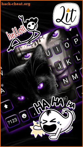Purple Cat Witch Keyboard Background screenshot