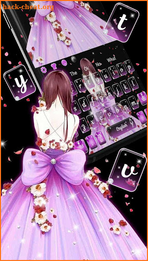 Purple Cute Girl Keyboard Theme screenshot