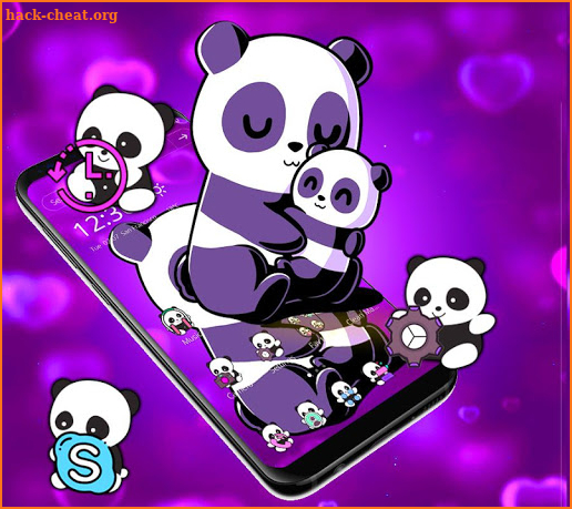 Purple Cute Panda Theme screenshot