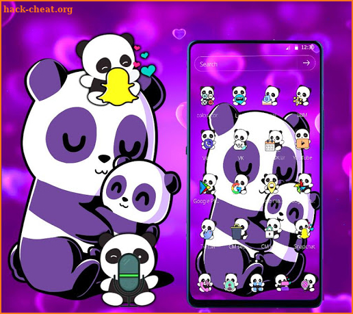 Purple Cute Panda Theme screenshot