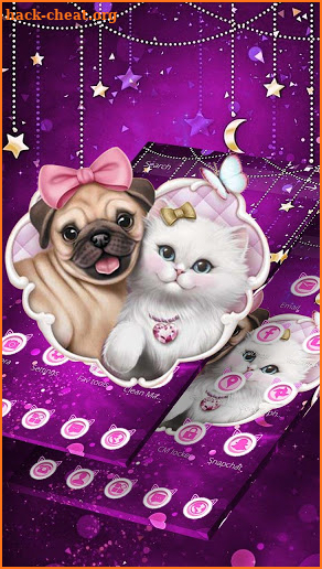 Purple Cuteness Kitty & Puppy Anime Theme screenshot