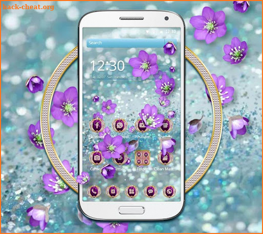 Purple Diamond Crystal Rose Theme screenshot