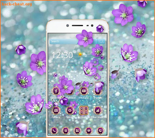 Purple Diamond Crystal Rose Theme screenshot