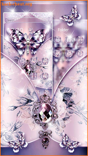 Purple Diamond Silk Butterfly Theme screenshot