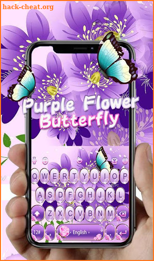 Purple Flower Butterfly Keyboard Theme screenshot