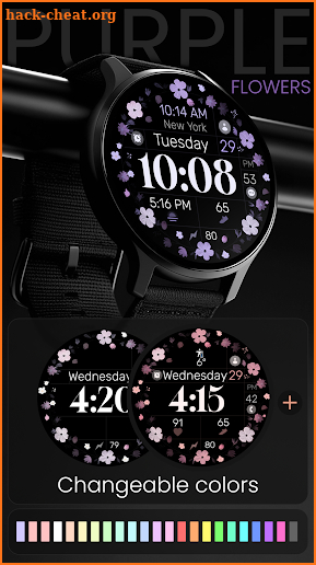 Purple Flowers Watch Face screenshot